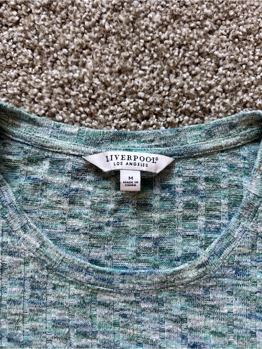 Liverpool Heathered Mint Green Short Sleeve Side-Tie Top - Picture 2 of 6